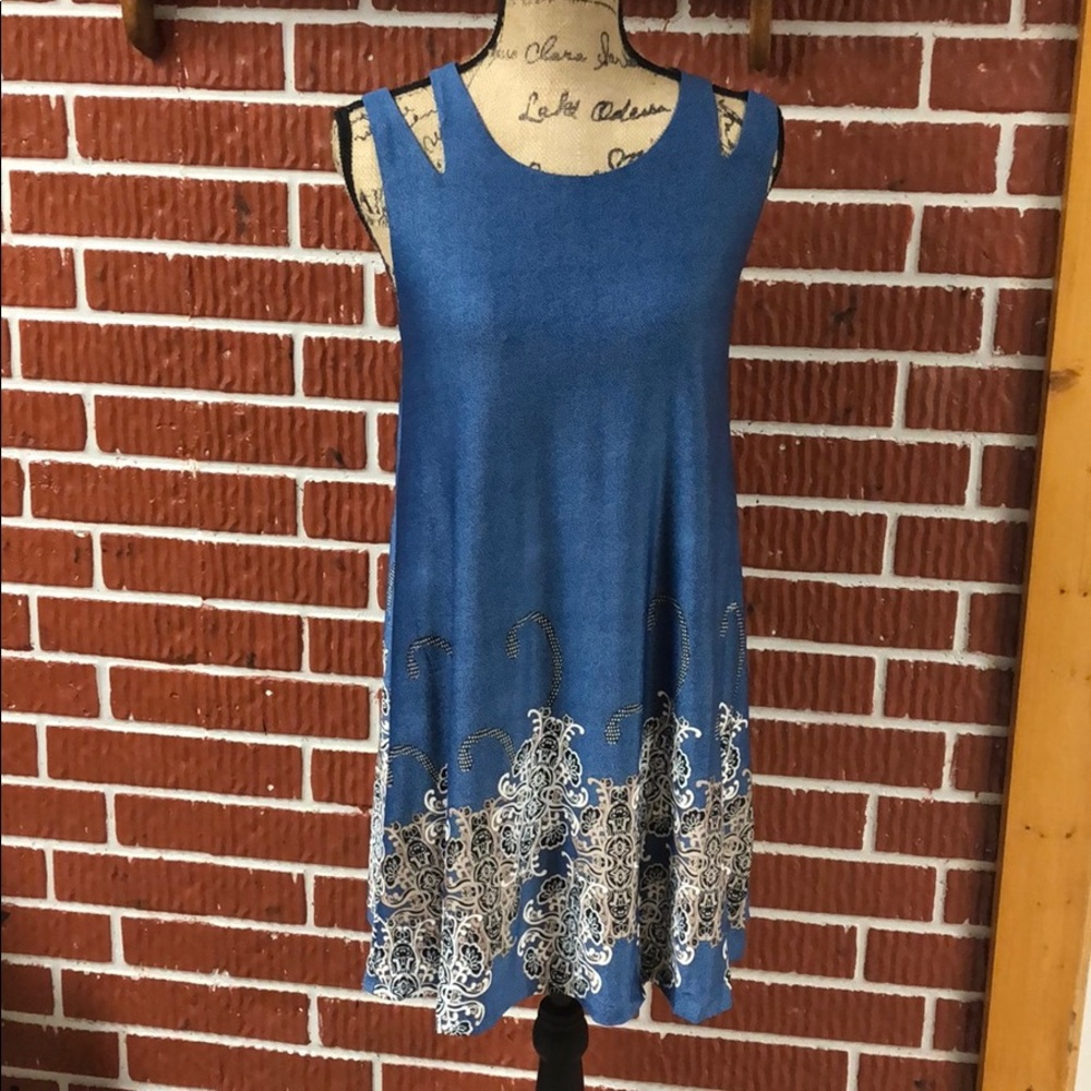 Blue denim-look dress